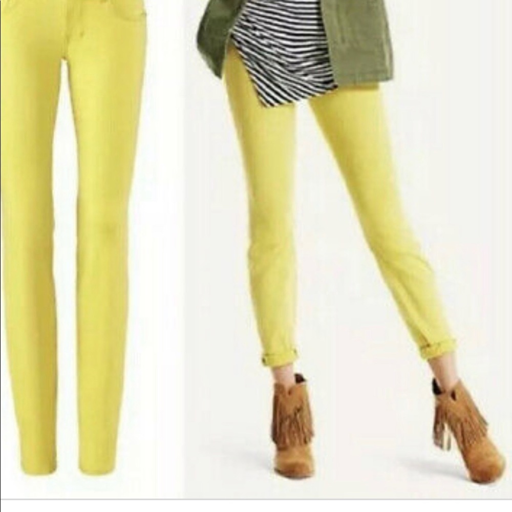 Cabi Curvy Skinny Citron Yellow Jeans